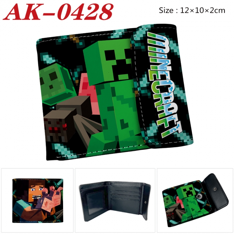 Minecraft Anime PU leather full color buckle 20% off wallet 12X10X2CM