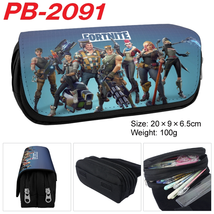 Fortnite Anime double-layer pu leather printing pencil case 20x9x6.5cm