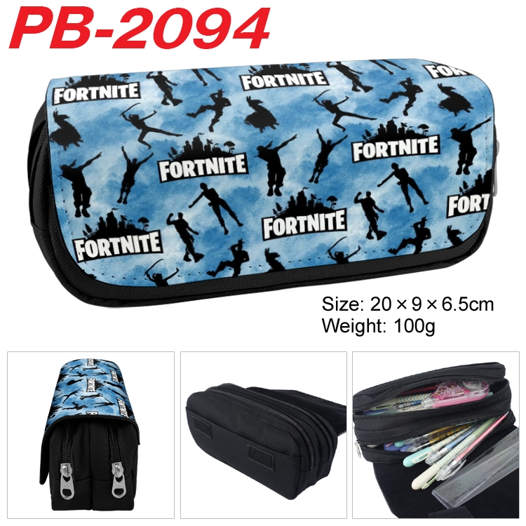 Fortnite Anime double-layer pu leather printing pencil case 20x9x6.5cm