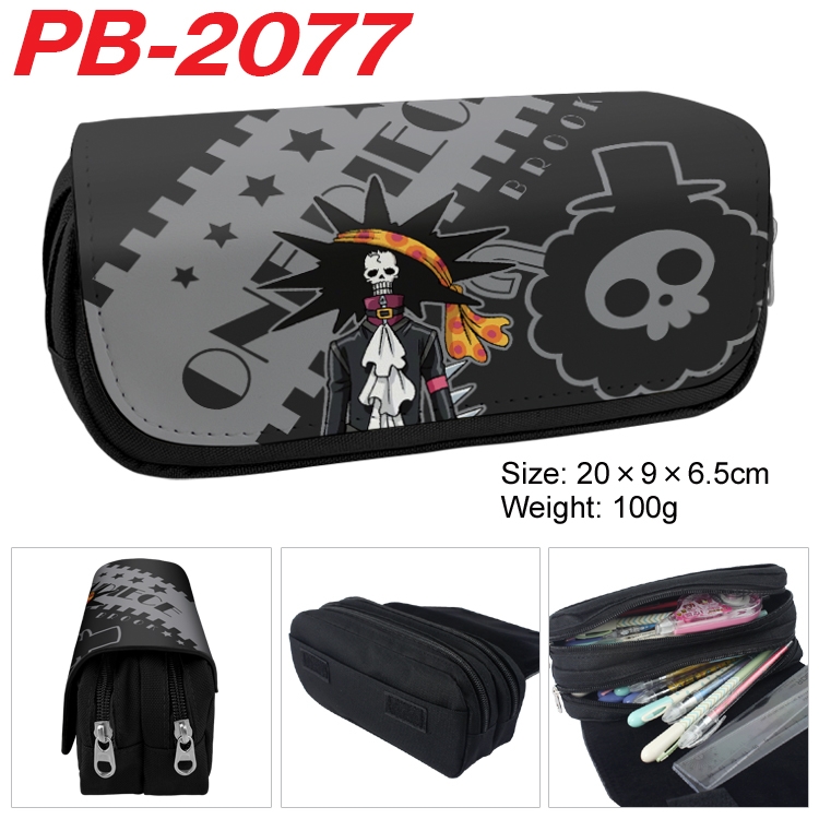 One Piece Anime double-layer pu leather printing pencil case 20x9x6.5cm