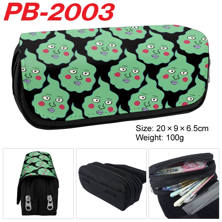 Mob Psycho 100 Anime double-layer pu leather printing pencil case 20x9x6.5cm