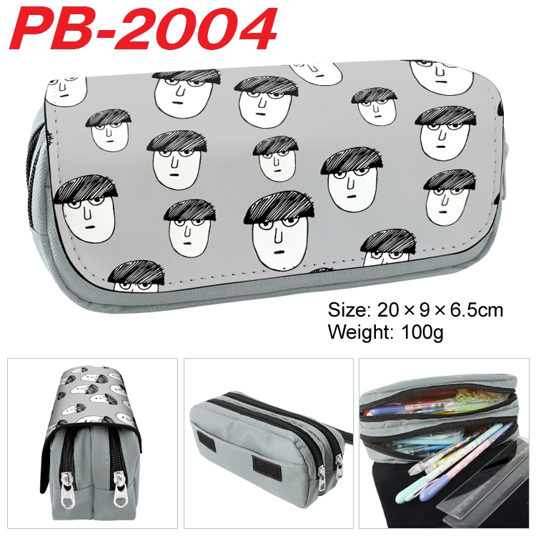 Mob Psycho 100 Anime double-layer pu leather printing pencil case 20x9x6.5cm