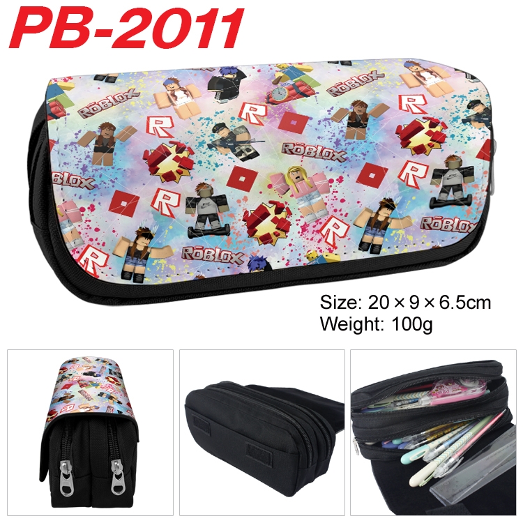 Roblox Anime double-layer pu leather printing pencil case 20x9x6.5cm