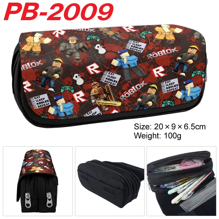 Roblox Anime double-layer pu leather printing pencil case 20x9x6.5cm