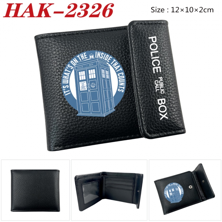 Doctor Who Anime Litchi Pattern Hidden Buckle Half Fold Printed Wallet 12X10X2CM