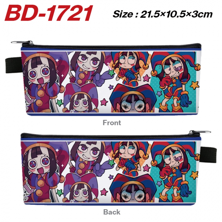 The Amazing Digital Circus Anime PU Leather Zipper Pencil Case Stationery Box 21.5X10.5X3CM 