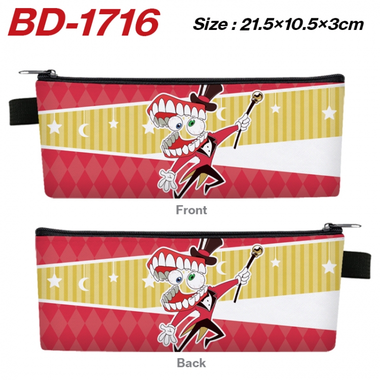 The Amazing Digital Circus Anime PU Leather Zipper Pencil Case Stationery Box 21.5X10.5X3CM 