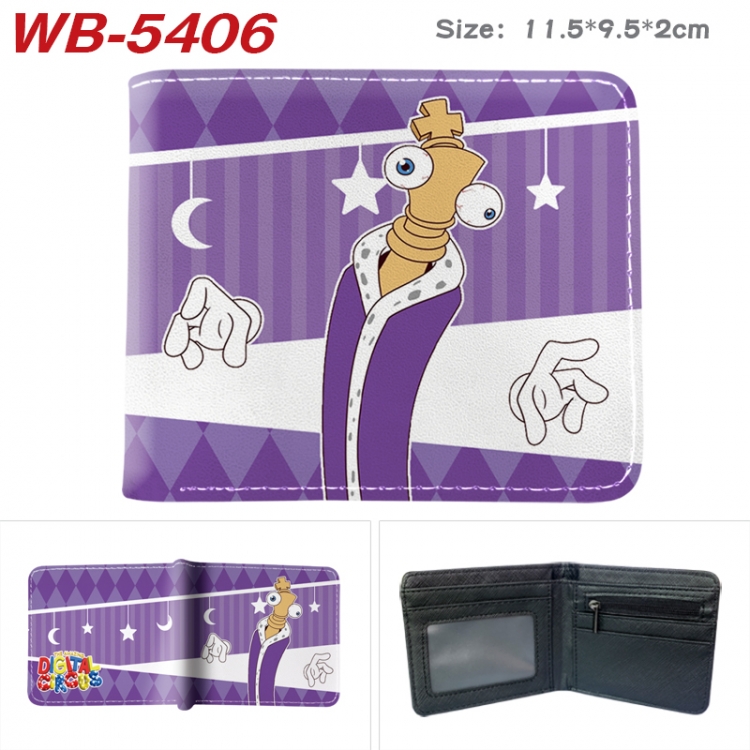 The Amazing Digital Circus Animation color PU leather half fold wallet 11.5X9X2CM