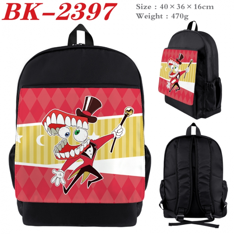 The Amazing Digital Circus Waterproof nylon canvas flip color picture backpack 40X36X16CM