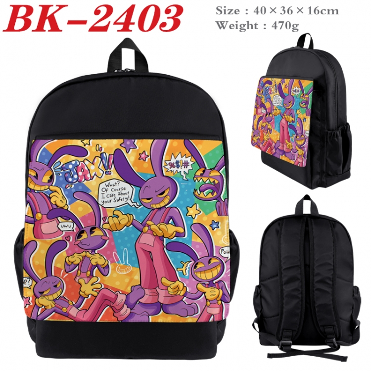 The Amazing Digital Circus Waterproof nylon canvas flip color picture backpack 40X36X16CM