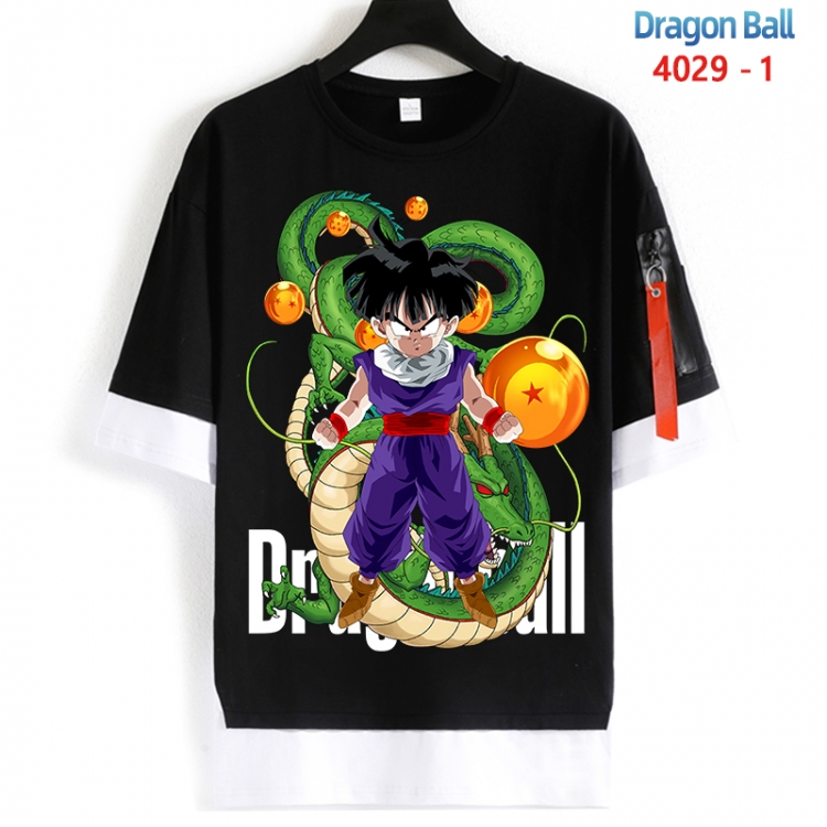 DRAGON BALL Cotton Crew Neck Fake Two-Piece Short Sleeve T-Shirt from S to 4XL