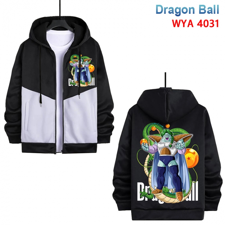 DRAGON BALL Anime black and white contrasting pure cotton zipper patch pocket sweater from S to 3XL