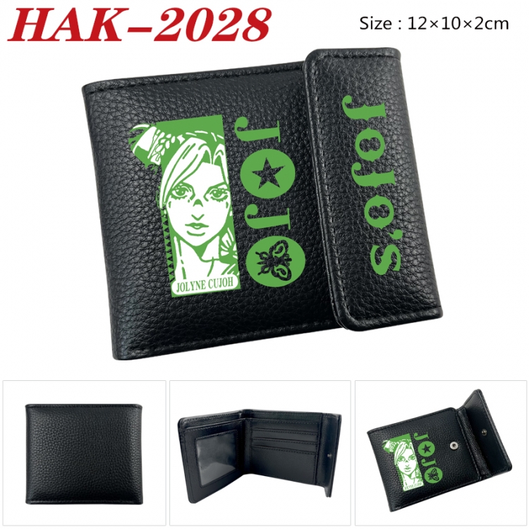 JoJos Bizarre Adventure Anime Litchi Pattern Hidden Buckle Half Fold Printed Wallet 12X10X2CM  HAK-2028