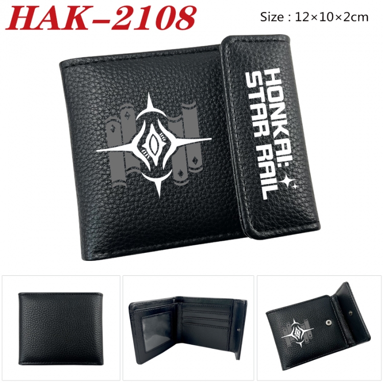 Honkai:StarRail Anime Litchi Pattern Hidden Buckle Half Fold Printed Wallet 12X10X2CM