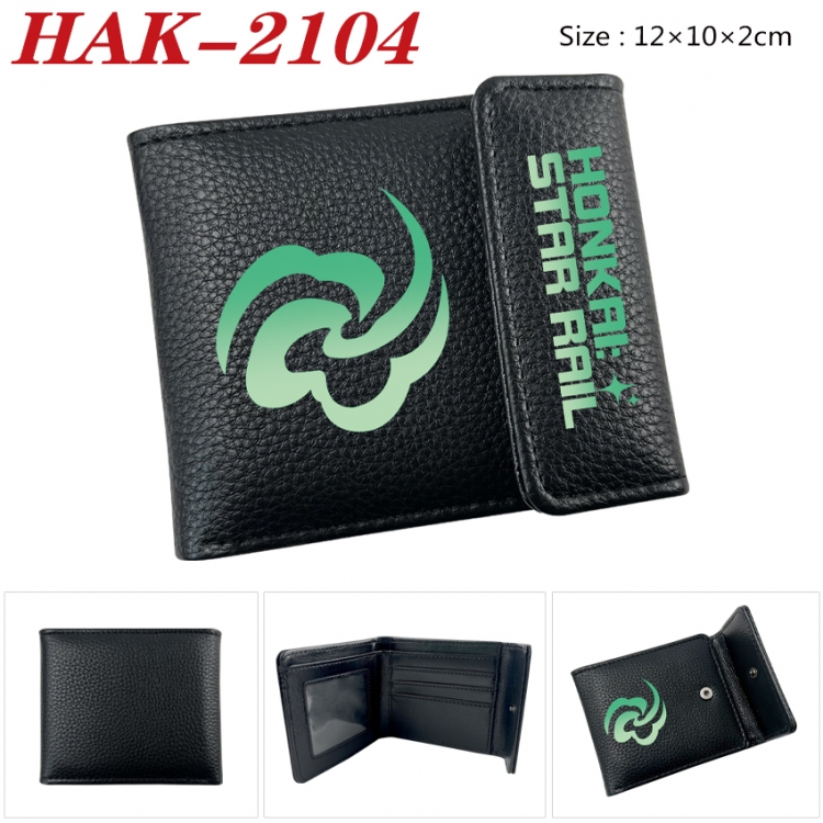 Honkai:StarRail Anime Litchi Pattern Hidden Buckle Half Fold Printed Wallet 12X10X2CM