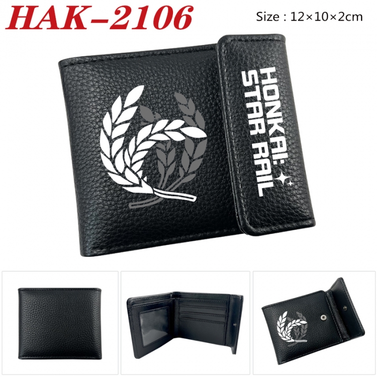 Honkai:StarRail Anime Litchi Pattern Hidden Buckle Half Fold Printed Wallet 12X10X2CM