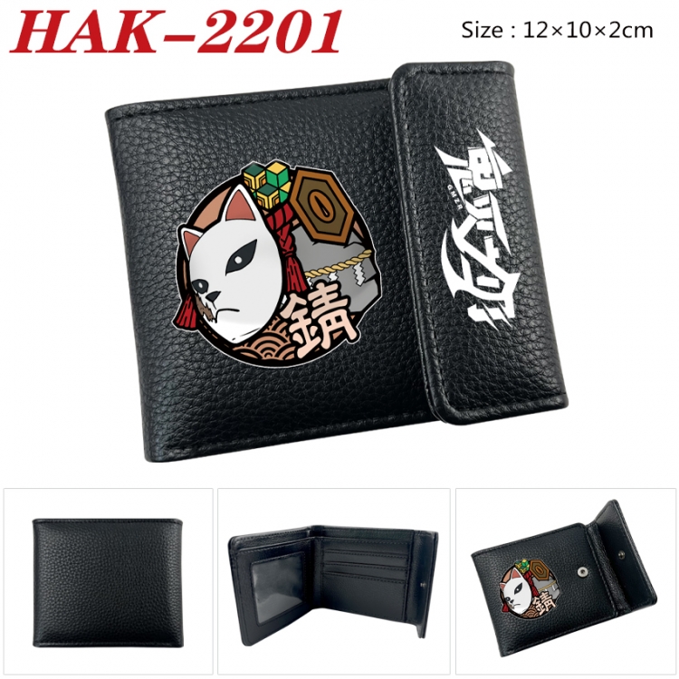 Demon Slayer Kimets Anime Litchi Pattern Hidden Buckle Half Fold Printed Wallet 12X10X2CM