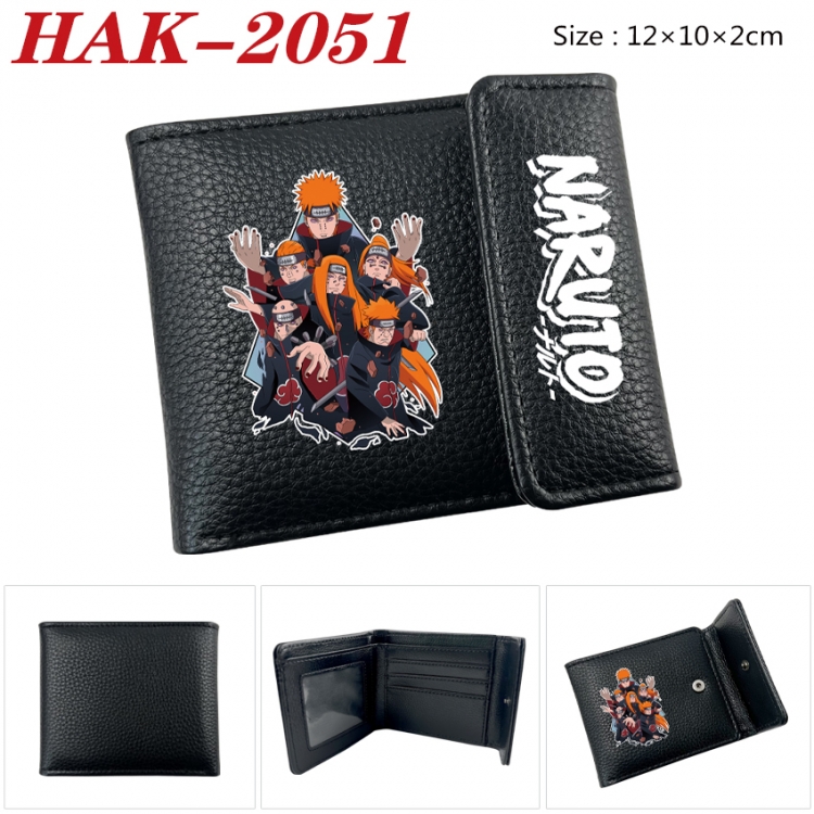 Naruto Anime Litchi Pattern Hidden Buckle Half Fold Printed Wallet 12X10X2CM
