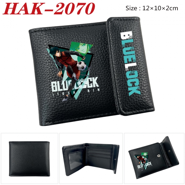 BLUE LOCK Anime Litchi Pattern Hidden Buckle Half Fold Printed Wallet 12X10X2CM 