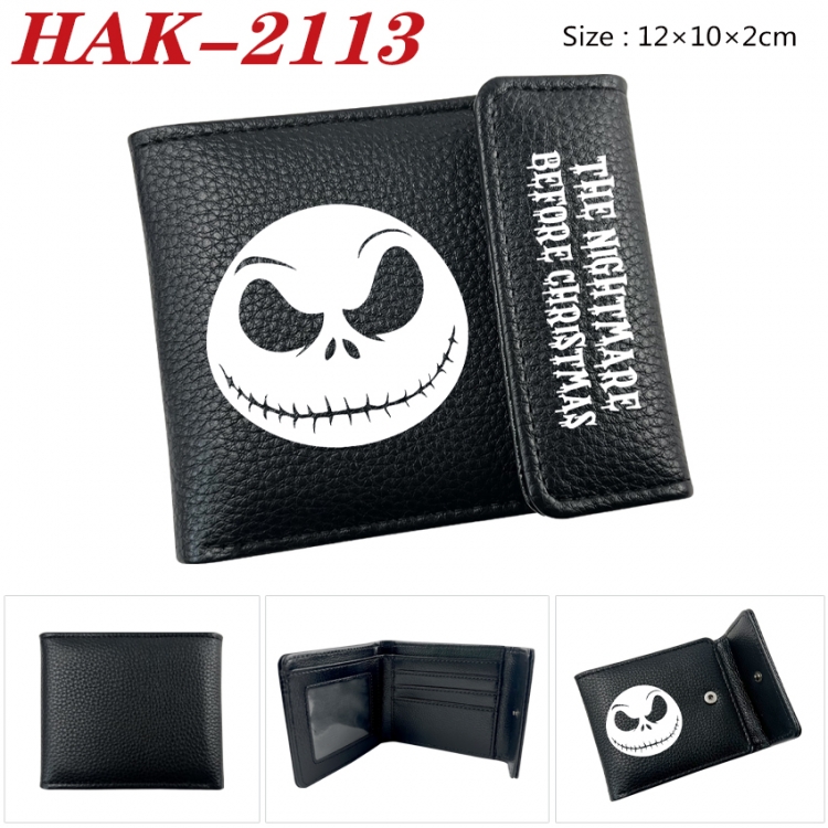 The Nightmare Before Christmas Anime Litchi Pattern Hidden Buckle Half Fold Printed Wallet 12X10X2CM