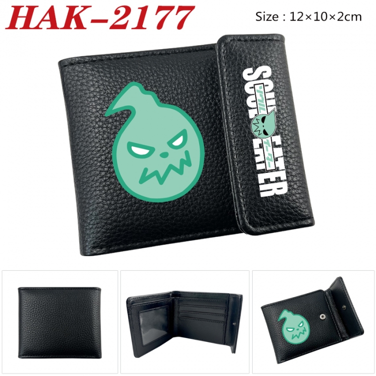 Soul Eater Anime Litchi Pattern Hidden Buckle Half Fold Printed Wallet 12X10X2CM