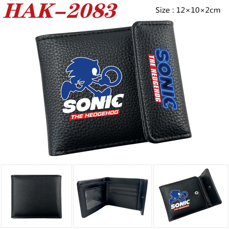 Sonic The Hedgehog Anime Litchi Pattern Hidden Buckle Half Fold Printed Wallet 12X10X2CM