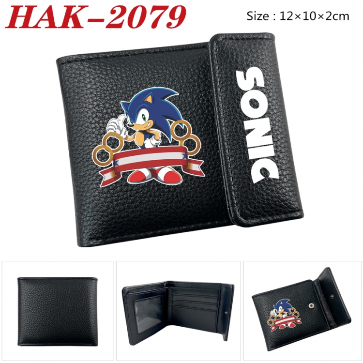 Sonic The Hedgehog Anime Litchi Pattern Hidden Buckle Half Fold Printed Wallet 12X10X2CM