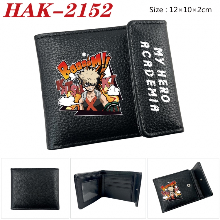 My Hero Academia Anime Litchi Pattern Hidden Buckle Half Fold Printed Wallet 12X10X2CM