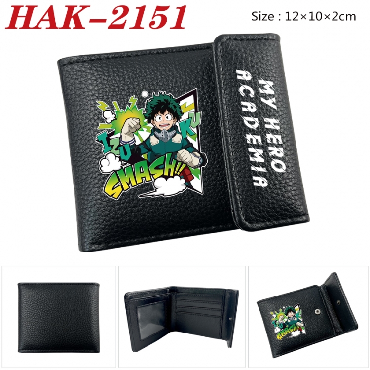 My Hero Academia Anime Litchi Pattern Hidden Buckle Half Fold Printed Wallet 12X10X2CM