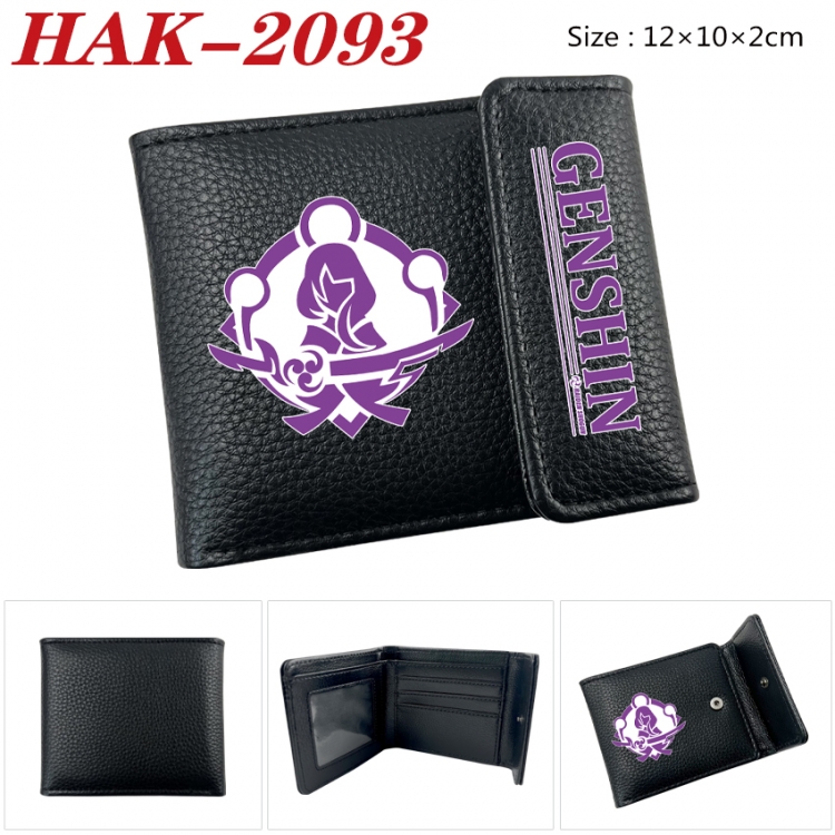 Genshin Impact Anime Litchi Pattern Hidden Buckle Half Fold Printed Wallet 12X10X2CM