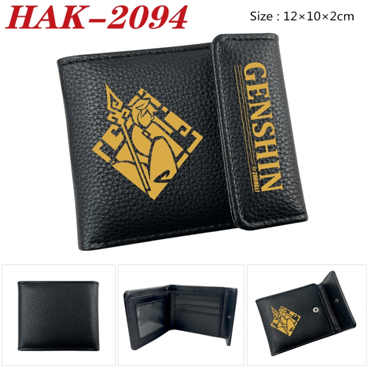 Genshin Impact Anime Litchi Pattern Hidden Buckle Half Fold Printed Wallet 12X10X2CM