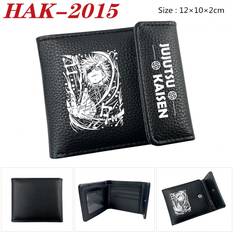 Jujutsu Kaisen Anime Litchi Pattern Hidden Buckle Half Fold Printed Wallet 12X10X2CM