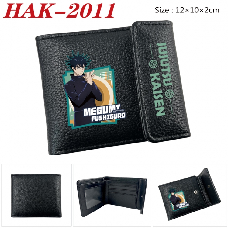 Jujutsu Kaisen Anime Litchi Pattern Hidden Buckle Half Fold Printed Wallet 12X10X2CM