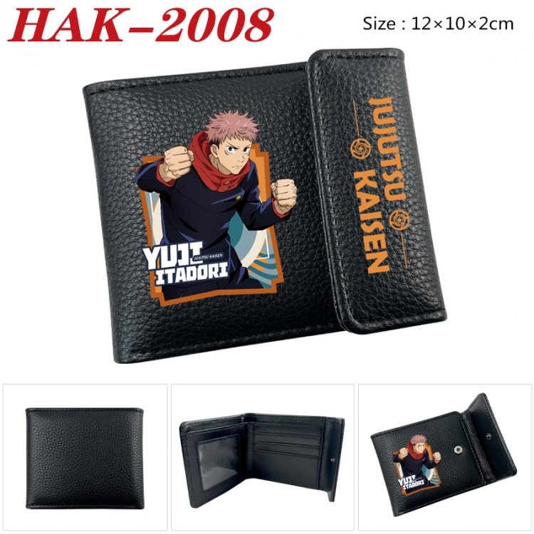 Jujutsu Kaisen Anime Litchi Pattern Hidden Buckle Half Fold Printed Wallet 12X10X2CM