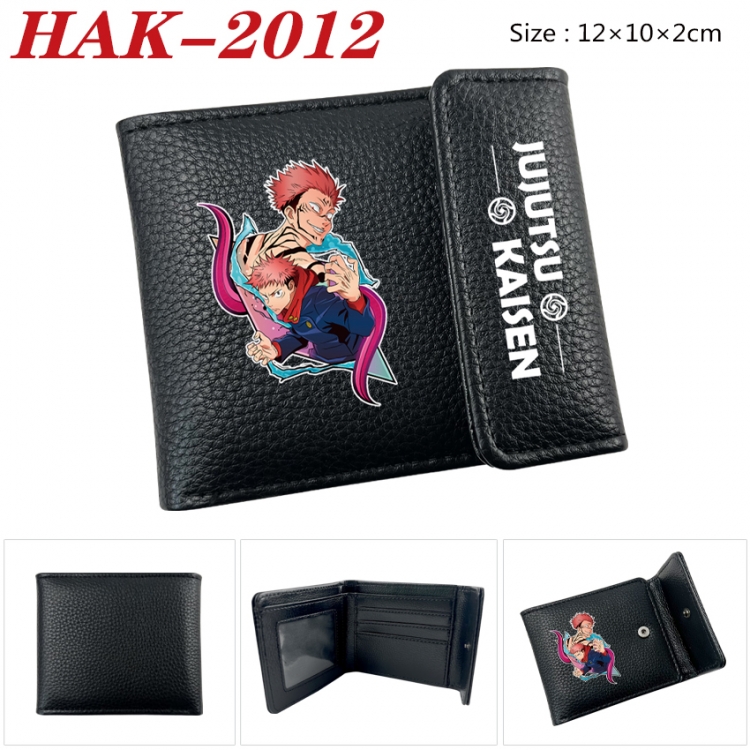 Jujutsu Kaisen Anime Litchi Pattern Hidden Buckle Half Fold Printed Wallet 12X10X2CM