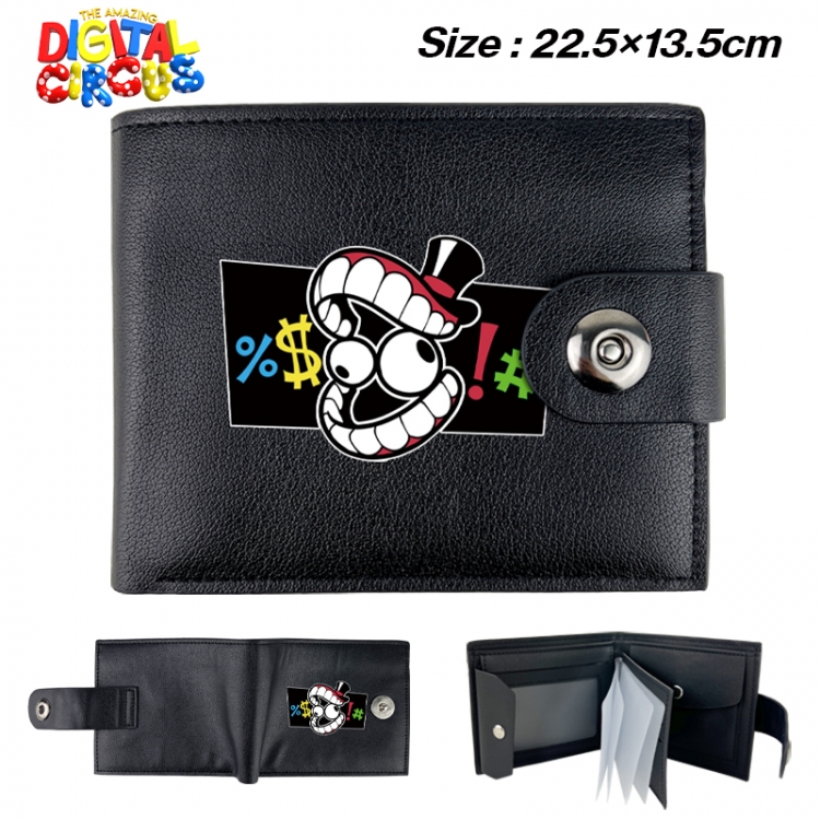 The Amazing Digital Circus Anime buckle black leather card page folding wallet 22.5X13.5cm