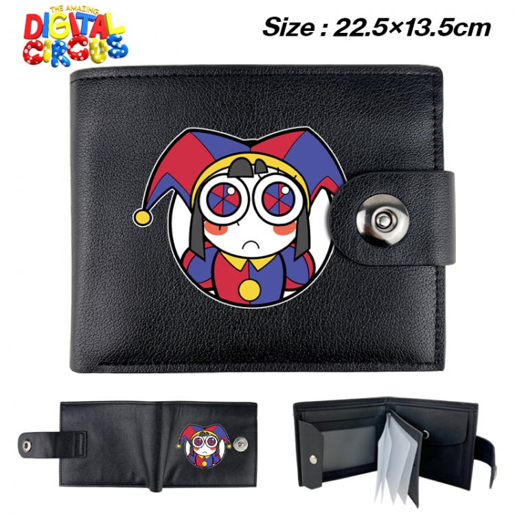 The Amazing Digital Circus Anime buckle black leather card page folding wallet 22.5X13.5cm