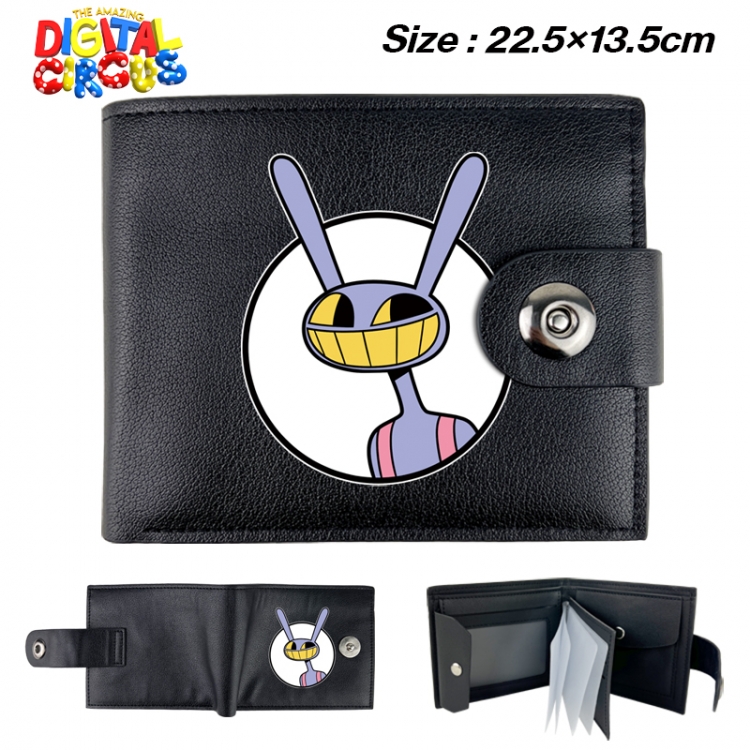 The Amazing Digital Circus Anime buckle black leather card page folding wallet 22.5X13.5cm