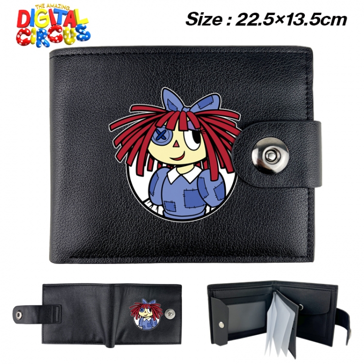 The Amazing Digital Circus Anime buckle black leather card page folding wallet 22.5X13.5cm