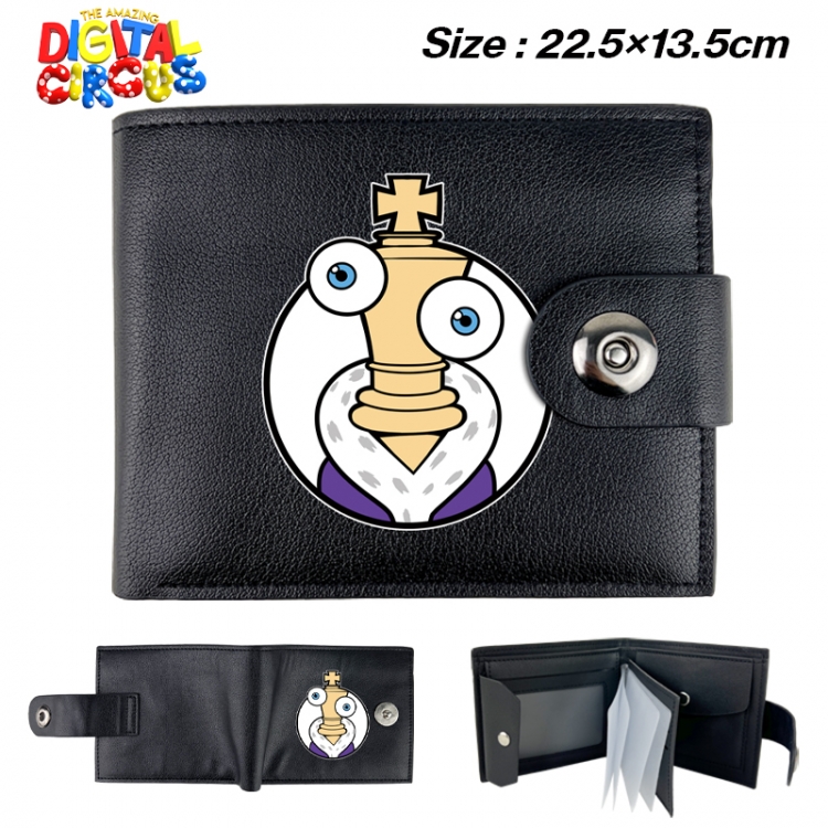 The Amazing Digital Circus Anime buckle black leather card page folding wallet 22.5X13.5cm