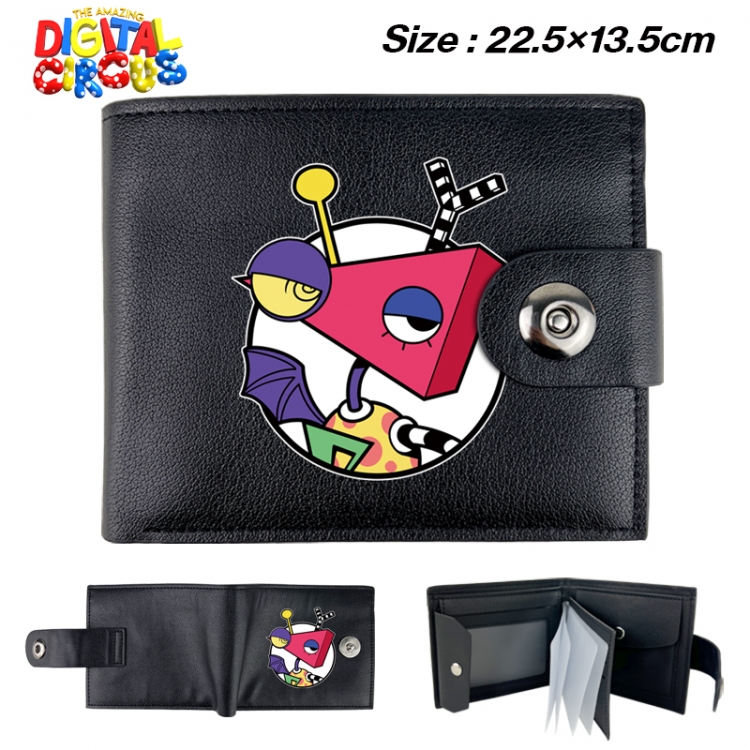 The Amazing Digital Circus Anime buckle black leather card page folding wallet 22.5X13.5cm