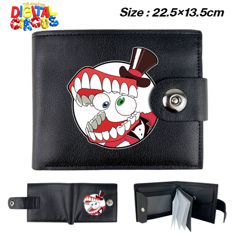 The Amazing Digital Circus Anime buckle black leather card page folding wallet 22.5X13.5cm