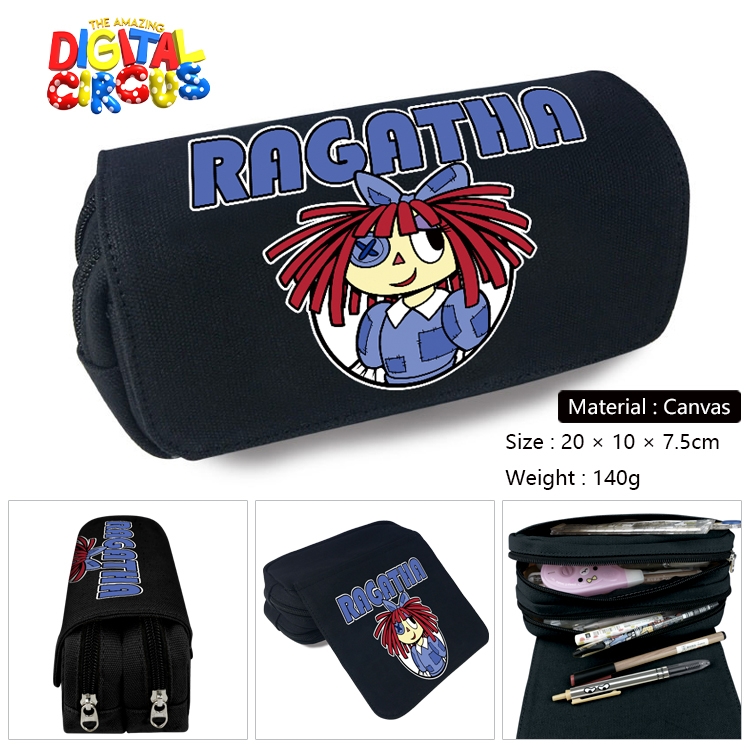 The Amazing Digital Circus Anime Multi-Function Double Zipper Canvas Cosmetic Bag Pen Case 20x10x7.5cm