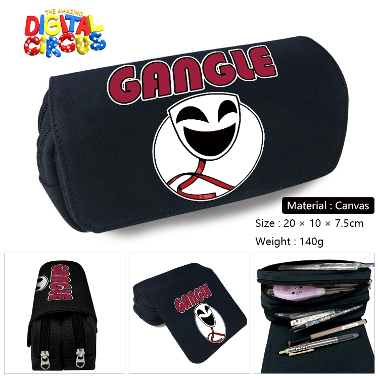 The Amazing Digital Circus Anime Multi-Function Double Zipper Canvas Cosmetic Bag Pen Case 20x10x7.5cm