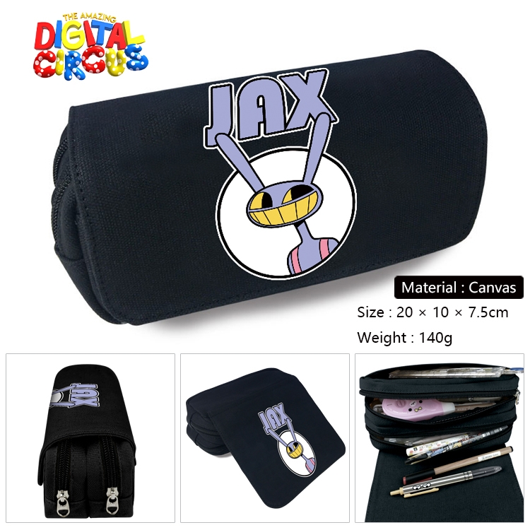 The Amazing Digital Circus Anime Multi-Function Double Zipper Canvas Cosmetic Bag Pen Case 20x10x7.5cm