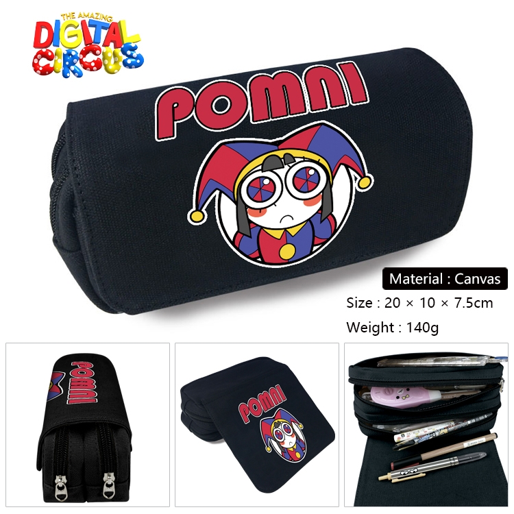 The Amazing Digital Circus Anime Multi-Function Double Zipper Canvas Cosmetic Bag Pen Case 20x10x7.5cm