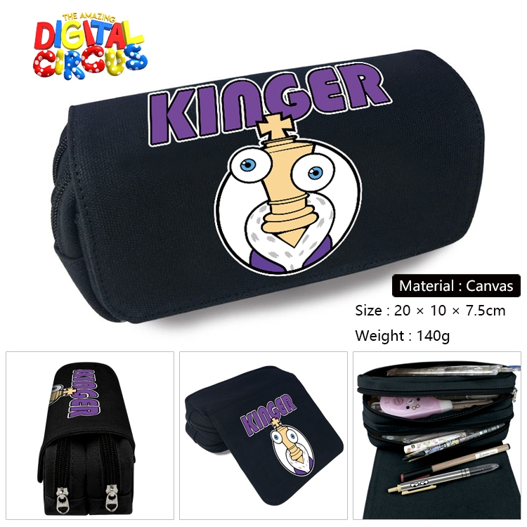 The Amazing Digital Circus Anime Multi-Function Double Zipper Canvas Cosmetic Bag Pen Case 20x10x7.5cm