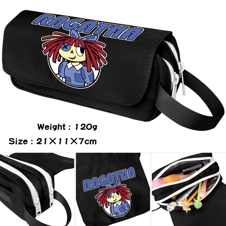 The Amazing Digital Circus Anime waterproof canvas portable double-layer pencil bag cosmetic bag 21x11x7cm