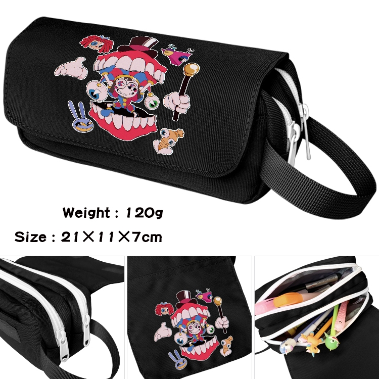 The Amazing Digital Circus Anime waterproof canvas portable double-layer pencil bag cosmetic bag 21x11x7cm
