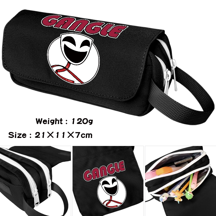 The Amazing Digital Circus Anime waterproof canvas portable double-layer pencil bag cosmetic bag 21x11x7cm